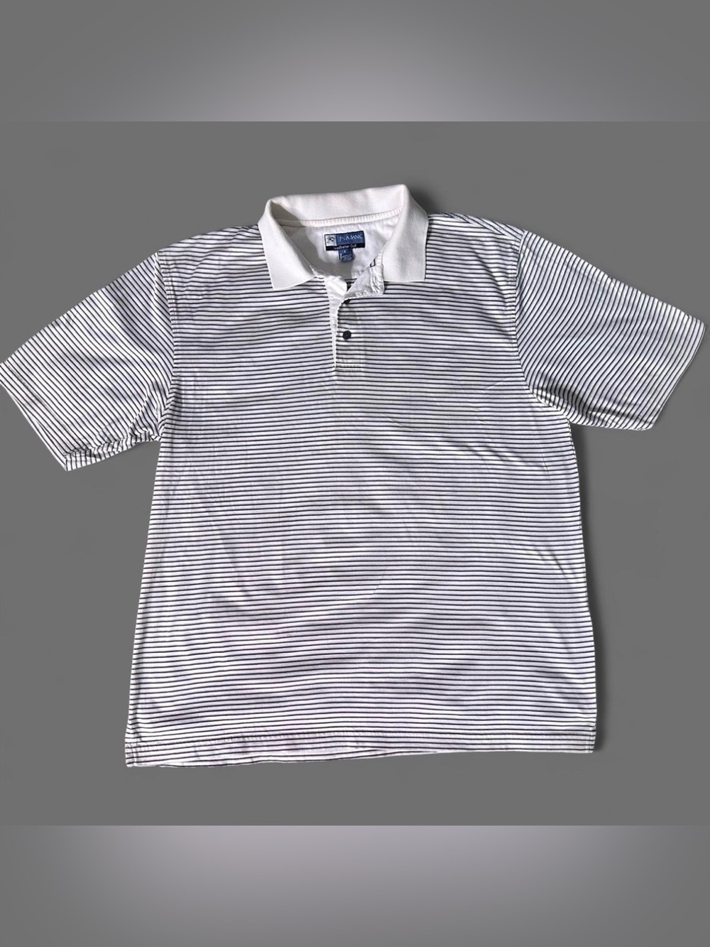 Jos. A. Bank White with Navy Micro-Stripe Polo